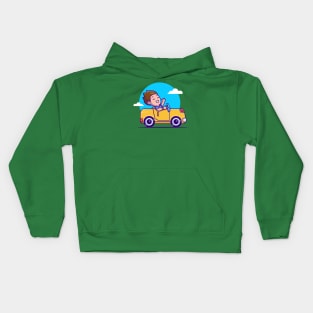 Man Driving Car Kids Hoodie